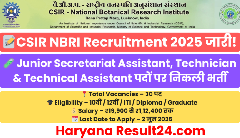CSIR NBRI Recruitment 2025