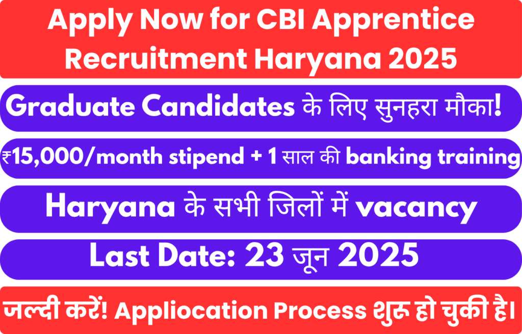 CBI Apprentice Recruitment Haryana 2025