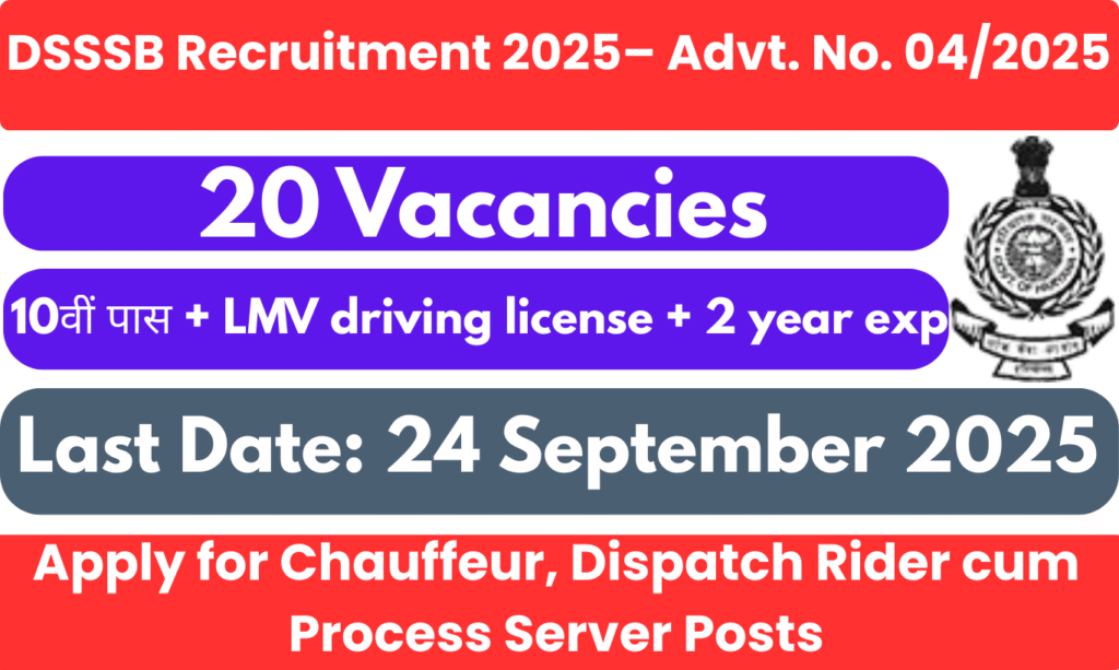 DSSSB Recruitment 2025