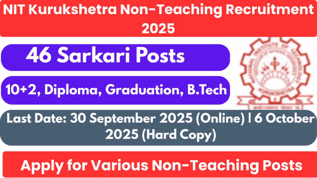 NIT Kurukshetra Non-Teaching Recruitment 2025