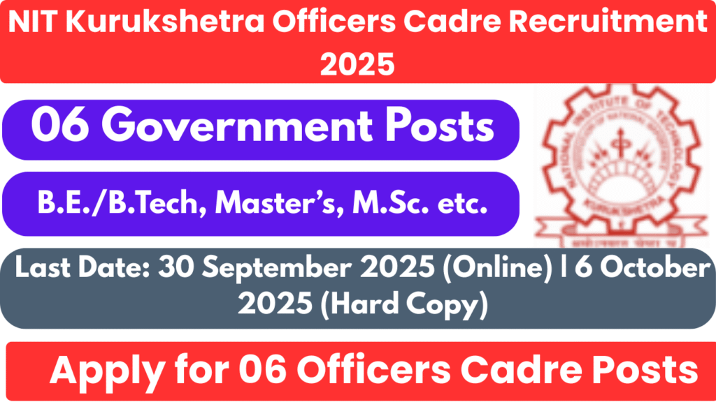 NIT Kurukshetra Officers Cadre Recruitment 2025
