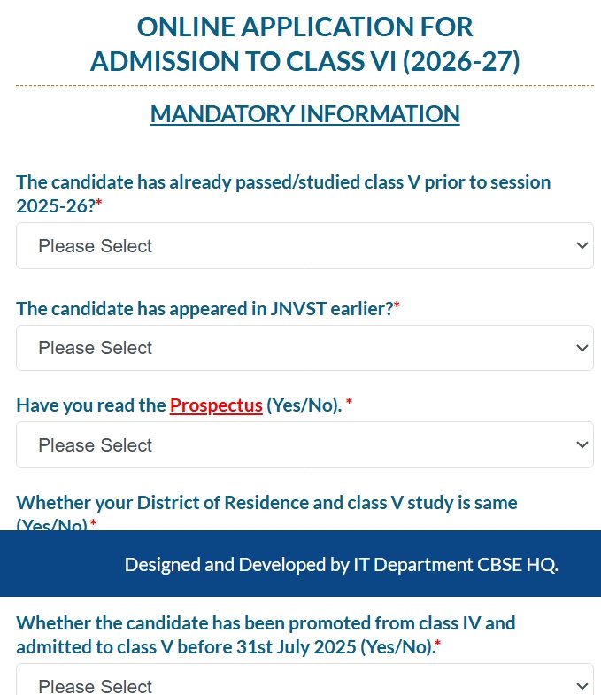 jnvst class 6 admission​