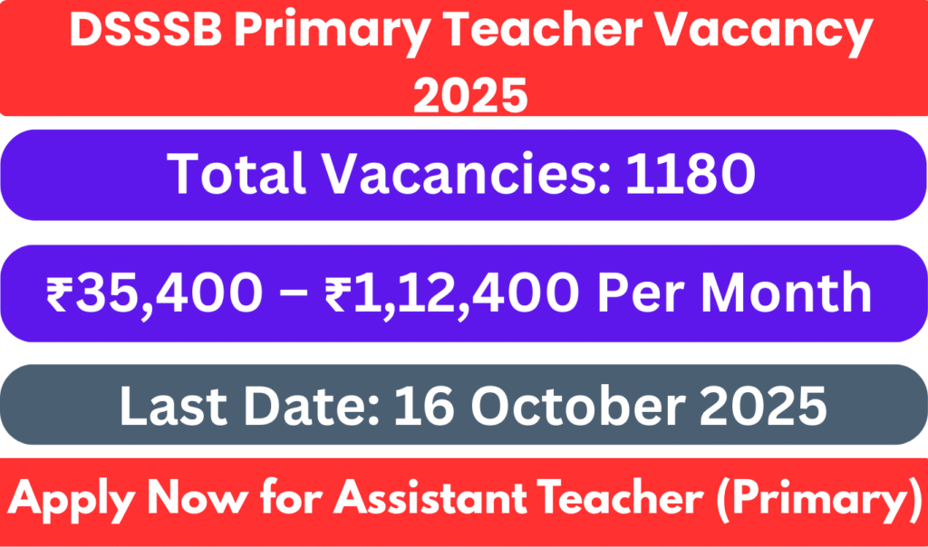 DSSSB Primary Teacher Vacancy 2025