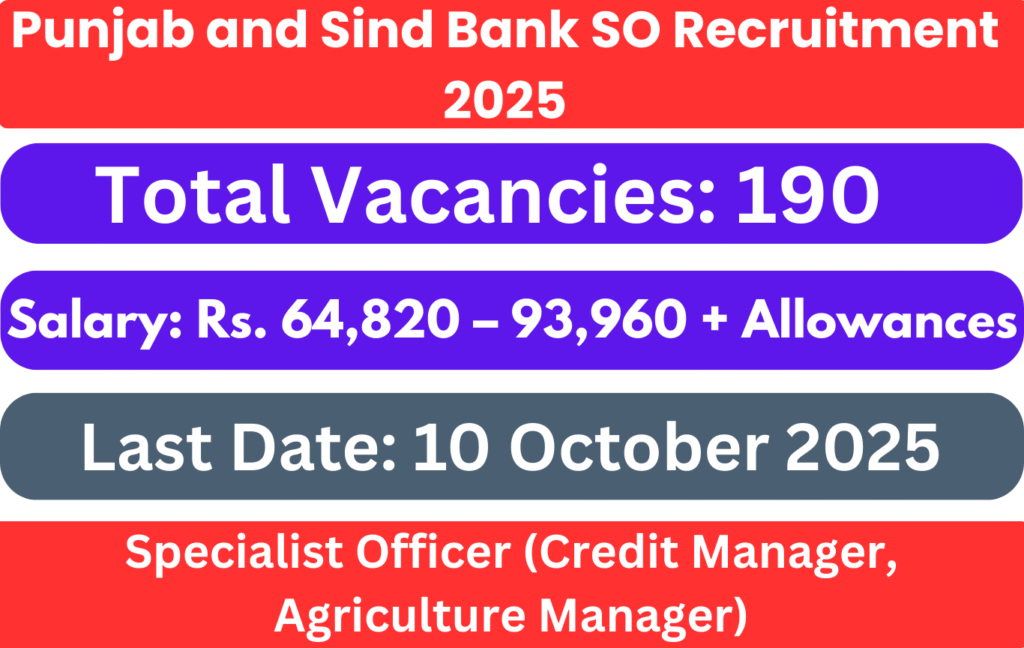 Punjab and Sind Bank SO Recruitment 2025